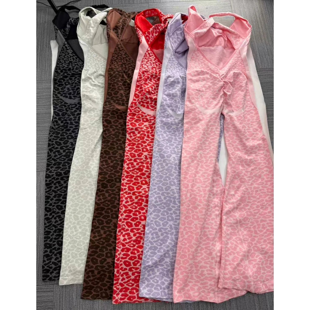 HLJ&GG Spring Sexy Leopard Print Patchwork Bodycon Jumpsuits Women Spaghetti Strap Backless Rompers Female Streetwear Overalls