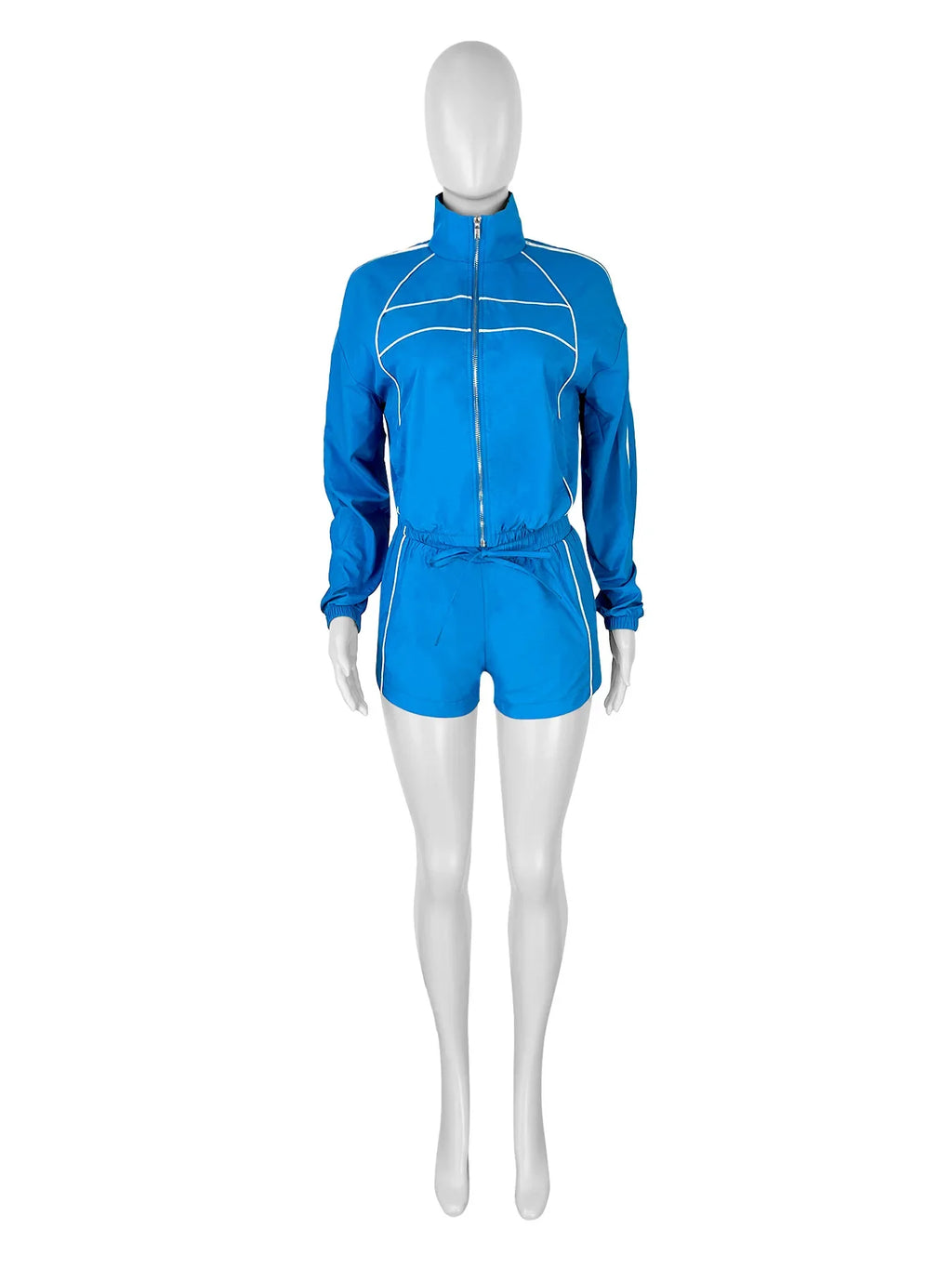 BWQ Women's Set Long Sleeve Jacket + Shorts Suit 2025 Summer Streetwear Active Slim Sporty Two 2 Piece Set Outfit Tracksuit