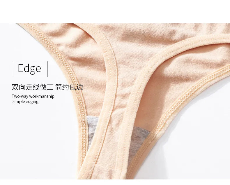 T-back Thongs Women Sexy Mini Briefs Seamless Underwear Low Rise G-string Cotton Underpants Breathable Lingerie Bikini Trunks