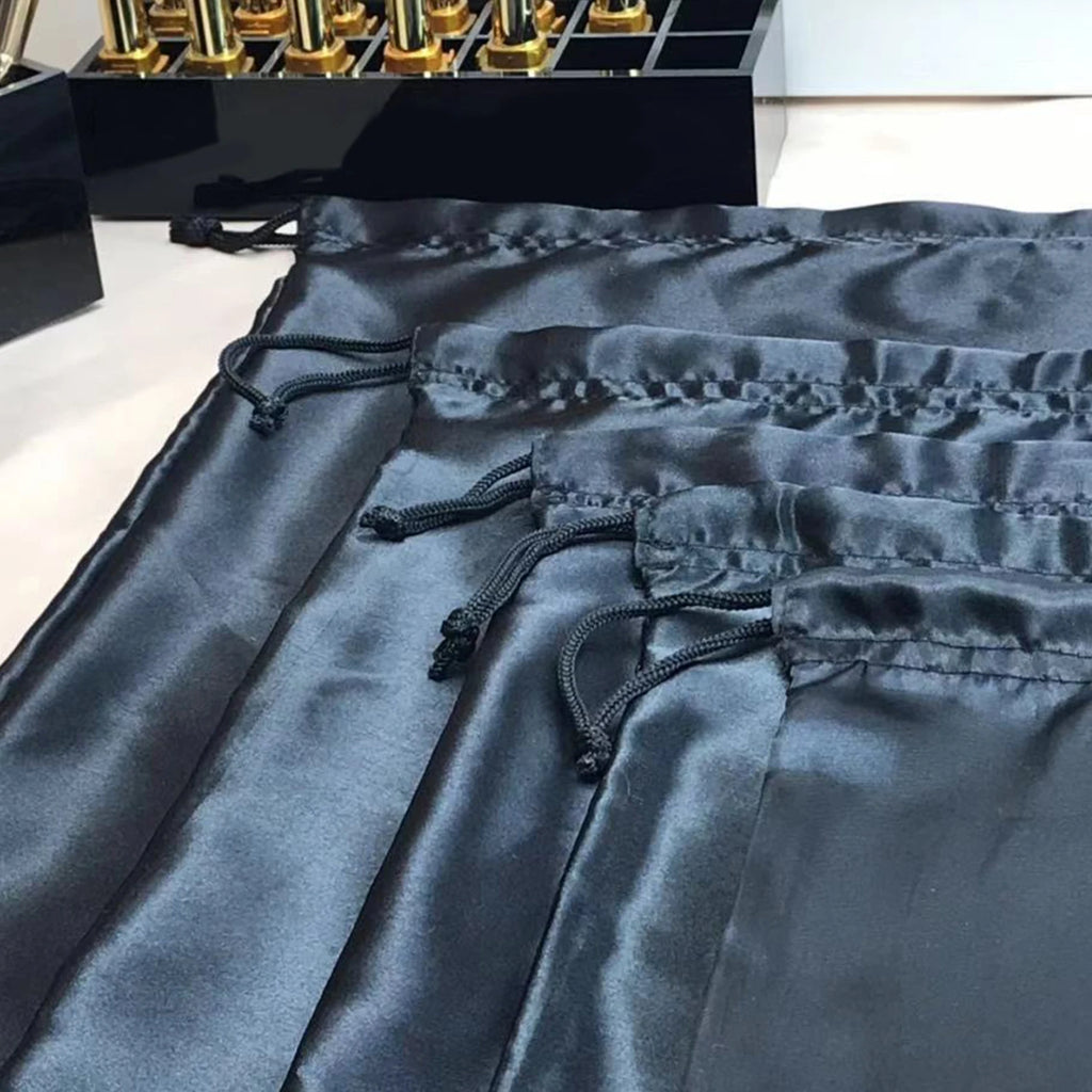 Black High Quality Smooth Storage Bag Dust Bag Bundle Drawstring Bag Environmental Protection Storage Bag Silk Satin Cloth