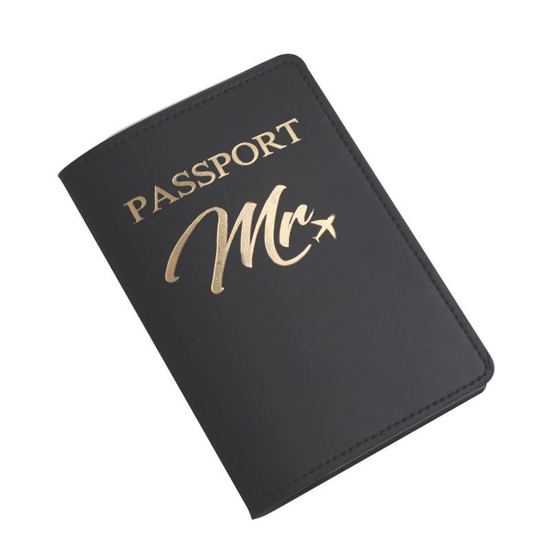 2PCS a Set Mr/Mrs Lovers Couples PU Leather Passport Cover Case Holder Travel Accessories Wallet for Women For Men