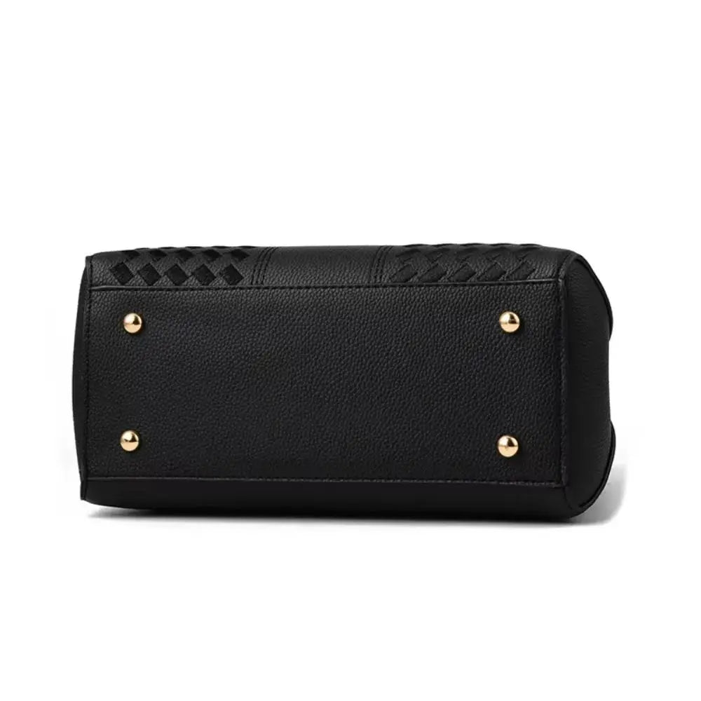 Casual PU Leather Shoulder Bags with Pendant Solid Color Ladies Handbags Large Capacity Embossed Crossbody Bag