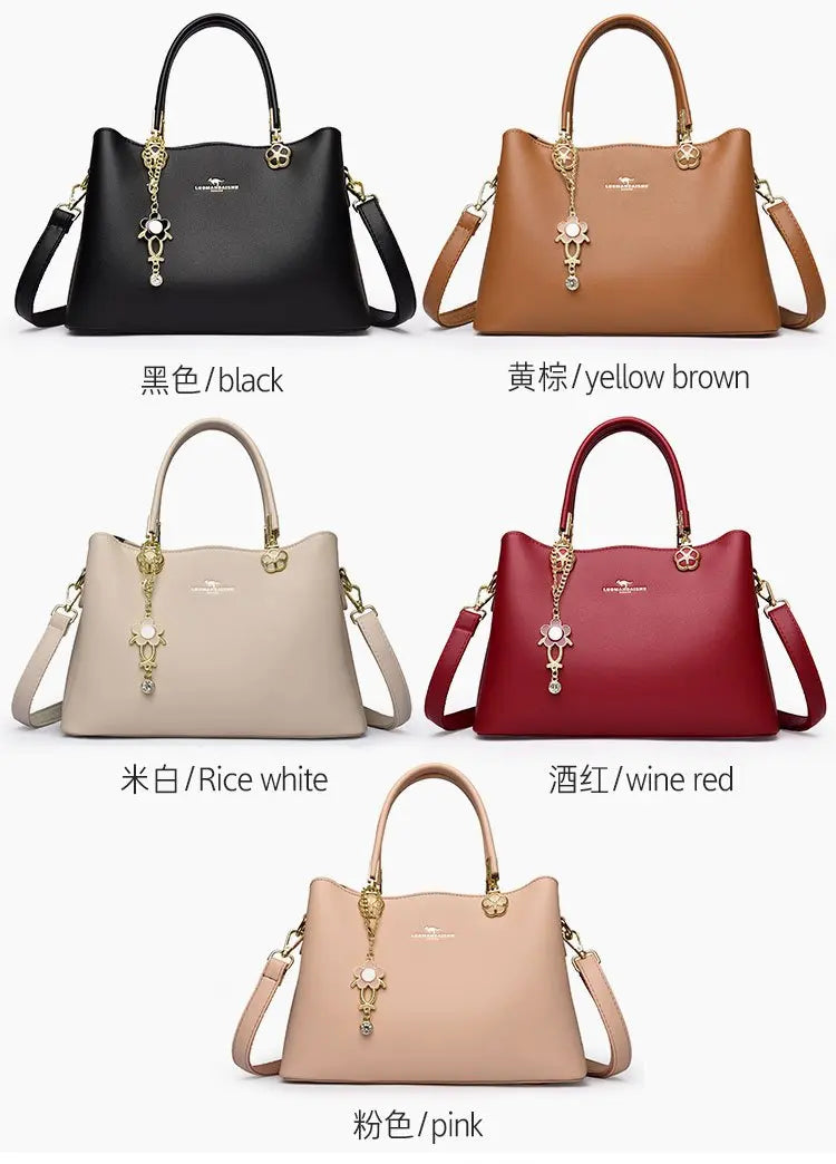 Unique Solid Color Retro Diaper Bag Luxury Crossbody Handbag For Women Chic Leather Shoulder Tote Purse