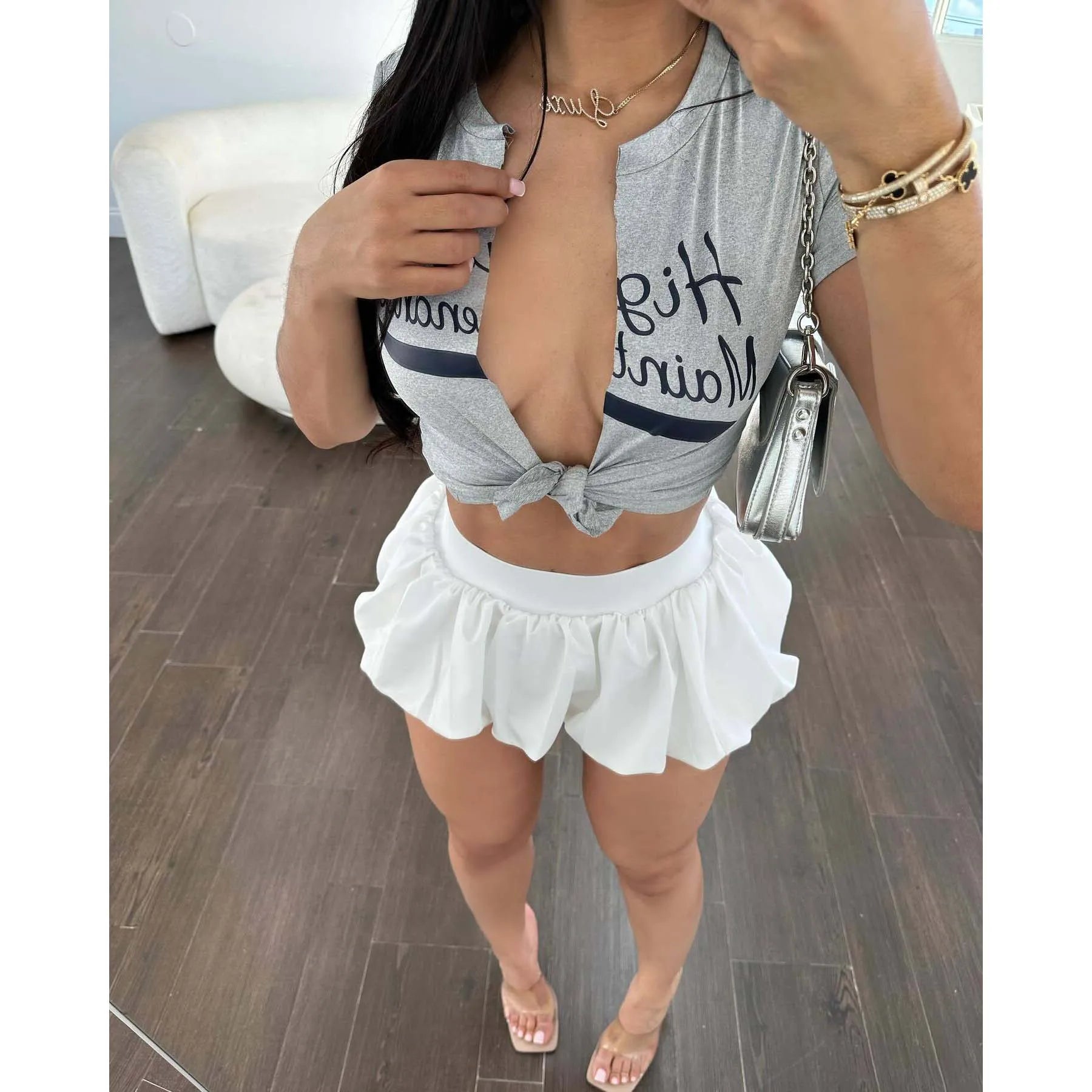 Puff Mini Skirt Cute Sexy Dress Y2K Streetwear 2024 Women Fashion Summer Clothes High Waist Pencil Short Bubble Pleated Skirts