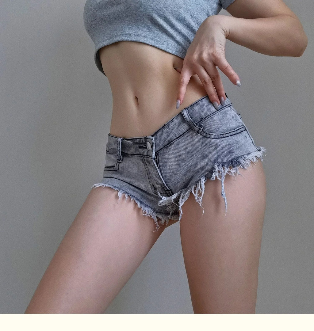 TVVOVVIN American Slim Sexy Versatile Women Spicy Girls Super Low Waist Super Short Tassels Denim Shorts Hot Women PY8E