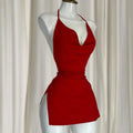 New Fashion Sexy Girl Dress Elegant Irregular Slim Sweet Korean Women Mini Dresses Nightclub V Neck Backless Bandage Dress