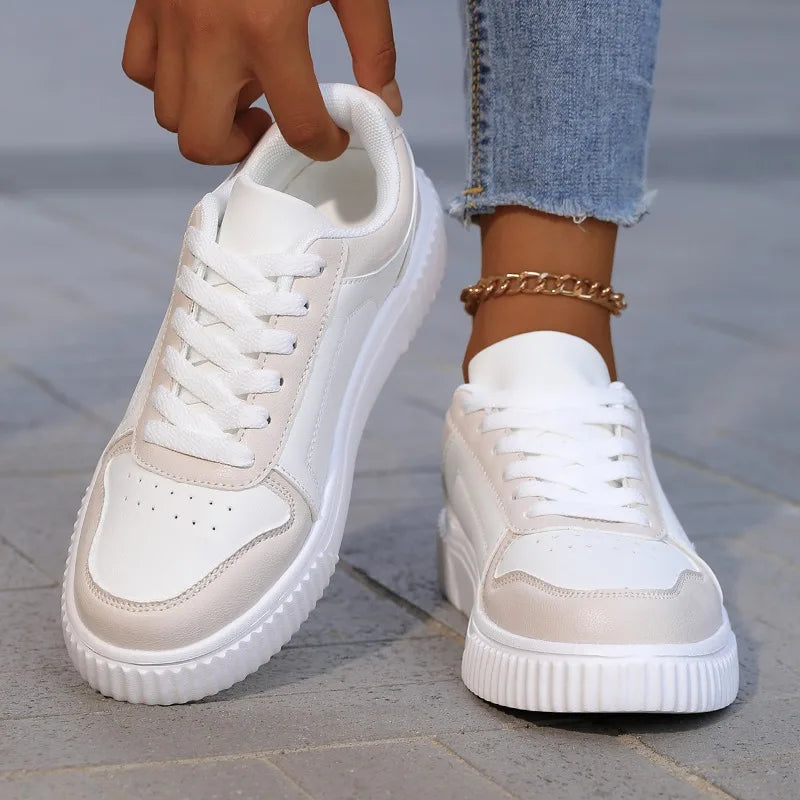 YRZL Women's Shoes Casual Vulcanize Shoes Ladies Classical Flats Walking Women's Sneakers Female PU Leather Sports Shoes Woman