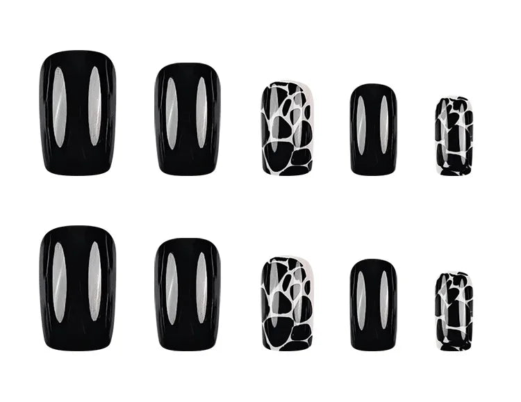 24Pcs Short Square Leopard Print False Nails with Glue Sweet Cool Press on Acrylic Nails Autumn Winter Detachable Fake Nail Tips