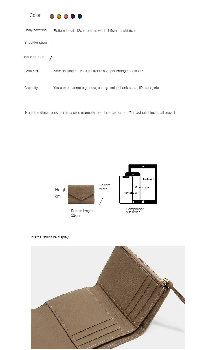 New PU Leather Small For Women Wallet Luxury Envelope Card Holder Brand Designer Multipurpose Zip Coin Cowhide Short Purse 2026