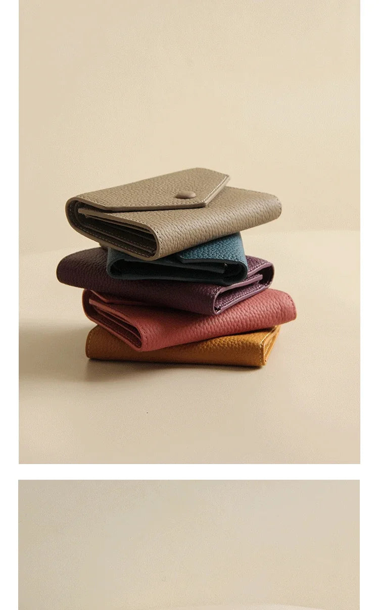 New PU Leather Small For Women Wallet Luxury Envelope Card Holder Brand Designer Multipurpose Zip Coin Cowhide Short Purse 2026