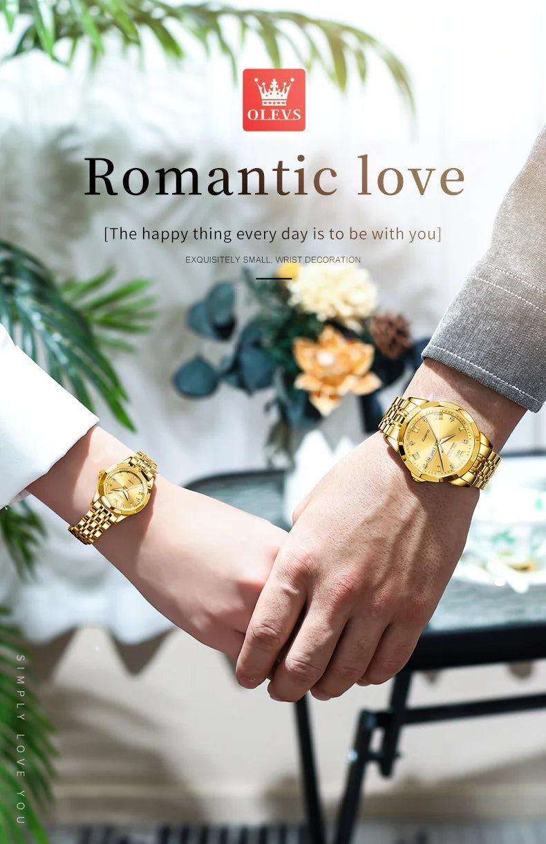 OLEVS 9931 Watch For Men Women Roman Scale Quartz Couple Watch Rhombus Mirror Auto Date Wristwatch Luxury Waterproof Hand Clock