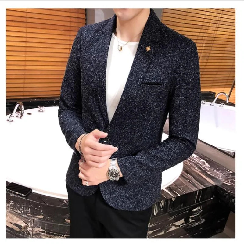 Men's Retro Casual Suit Jacket Blazers Business Formal Linen Suit Jacket High-quality Club Dress Formal Jacket Plus Size 4XL-M