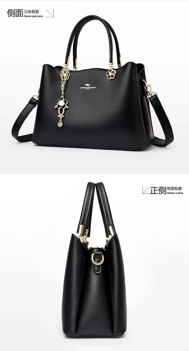Unique Solid Color Retro Diaper Bag Luxury Crossbody Handbag For Women Chic Leather Shoulder Tote Purse