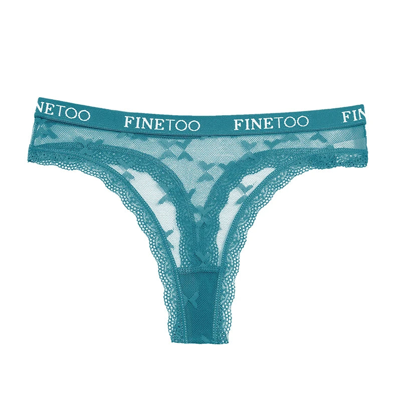 Sexy Lace Women's Thong FINETOO Perspective Thongs Women Panties Low Waist T-Back Female Underpants Soft Breathable Lingerie