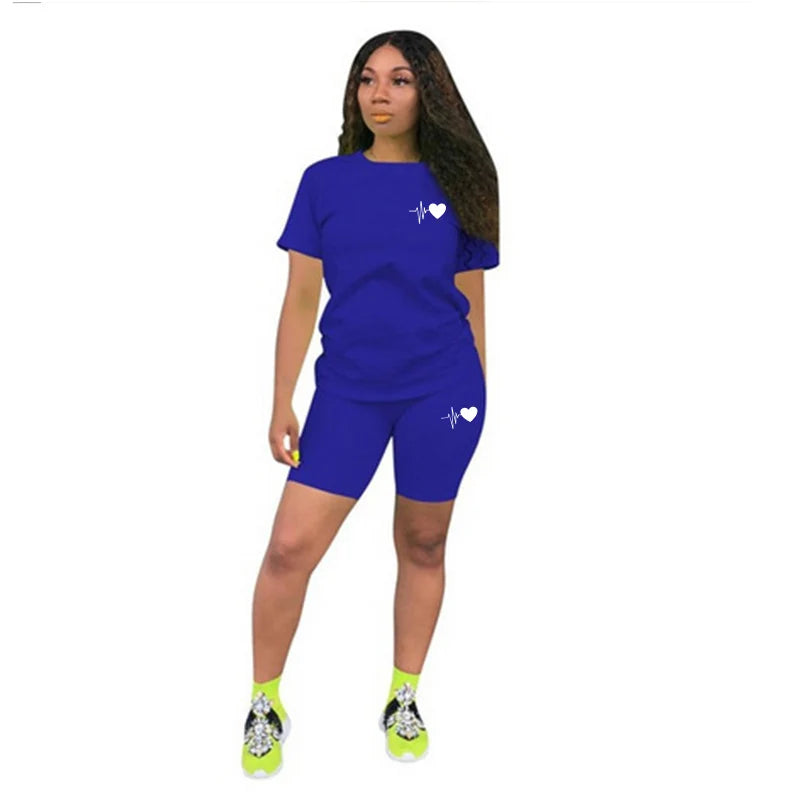 Comfort Quality Casual Woman Clothing Summer Two Piece Set Women Tracksuit T-Shirts O-Neck Shorts Daily Short Sleeve Hot Sales
