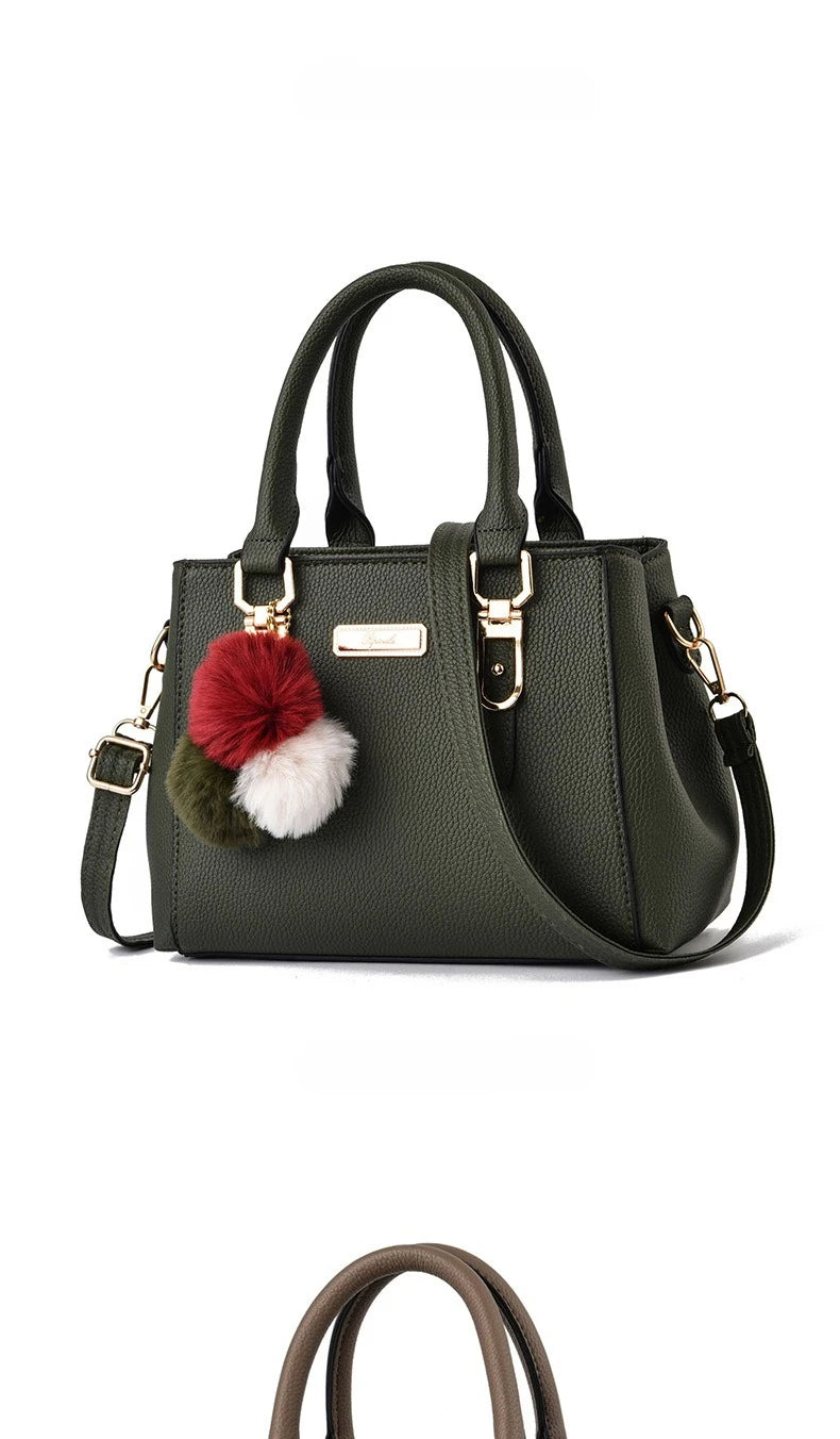 PU Leather Ladies HandBags Women Vintage Purse Plush Tassel Messenger Bags Tote Boston Shoulder Crossbody Bag