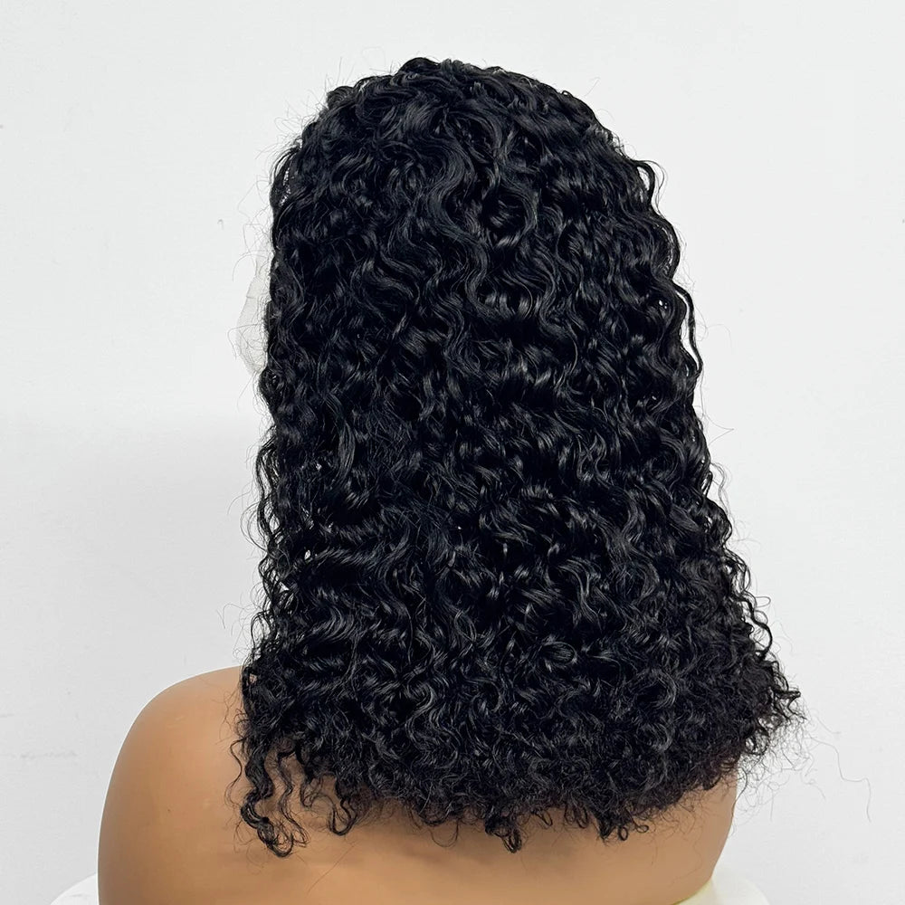 Jerry Curly Double Drawn Wigs 280% Density 13x4 Transparent Lace Frontal Human Hair Pixie Curly Human Hair Wig for Black Women