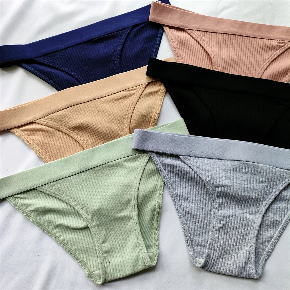 2Pcs/Pack Soft Cotton Briefs for Women Free Shipping Simple Low Waist Bikini Panties Comfortable Sports Underwear