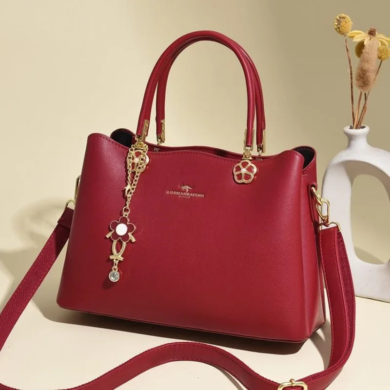 Unique Solid Color Retro Diaper Bag Luxury Crossbody Handbag For Women Chic Leather Shoulder Tote Purse
