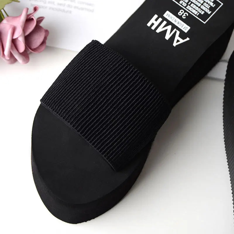 Women Fox Fur Slippers Woman Fashion Sandals Girls Casual Fur Slides 7cm Thick Sole Summer Platform Shoes Modern Slippers Wedges