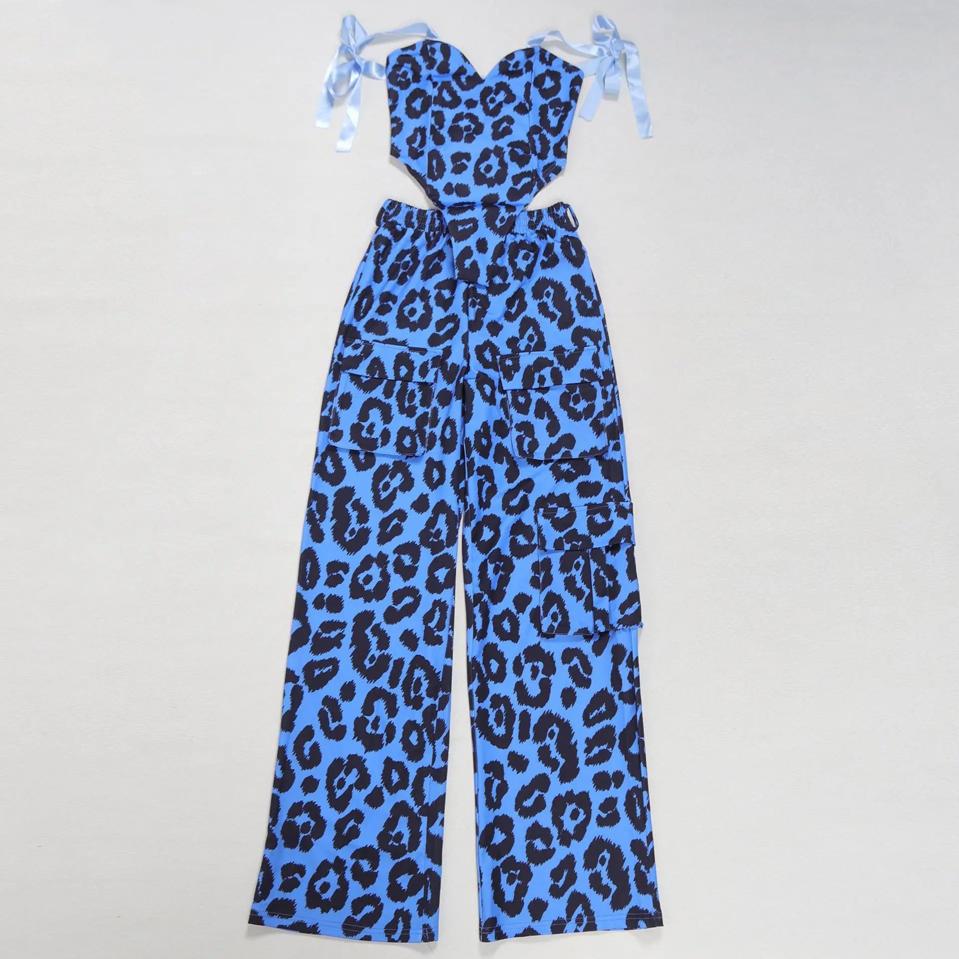 Two Pieces Women Pant Sets Print Matching Set Drawstring Pockets Sleeveless Top Elastic Waist Pants Slim Fit Casual 2026 Spring