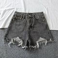 Denim Shorts Women High Waist Slender Korean Fashion Summer Frayed Buttons Zipper Tassel Loose Solid All-match Streetwear Chic