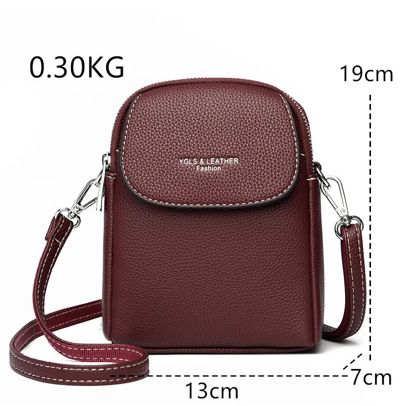 Luxury Leather Women Purse Fashion Female Handbag Brand Designer Shoulder Crossbody Bag High Quality Mobile Phone Bag Wallet