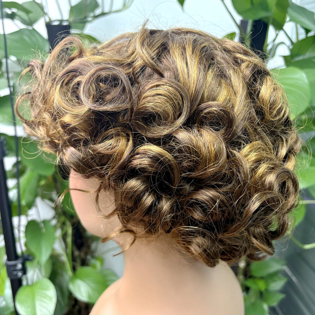 Full Machine Made Loose Wavy Bob Wig Human Hair Wigs 220% Short Colored Bouncy Curly Gluelesss Human Hair Wigs with Bangs