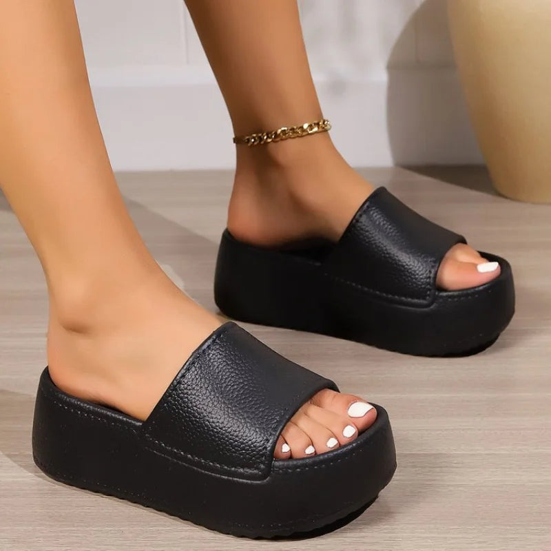 Chunky Platform Sandals Women Fashion Black EVA Wedge Slippers for Woman 2024 Summer Thick Bottom Slides Women Sandals