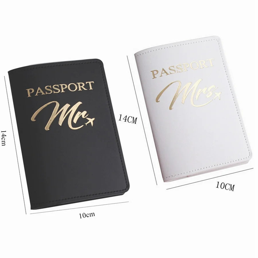 2PCS a Set Mr/Mrs Lovers Couples PU Leather Passport Cover Case Holder Travel Accessories Wallet for Women For Men