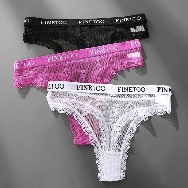 Sexy Lace Women's Thong FINETOO Perspective Thongs Women Panties Low Waist T-Back Female Underpants Soft Breathable Lingerie