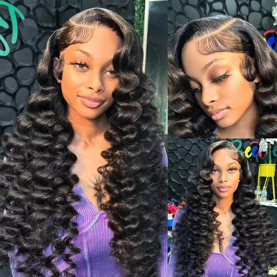 Loose Deep 13x6 Lace Front Human Hair Wig 30 40 Inches Brazilian Water Deep Wave 13x4 HD Lace Frontal Wig Curly Wigs For Women
