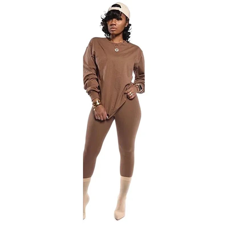 two piece set women 2 piece set stacked leggings clothes for women outfits stacked pants tracksuit female fall clothes 2024