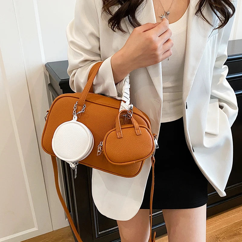 Casual Handbag 3-IN-1 Fashion Brand Messenger Bags for Women Pu Leather Crossbody Bag Lady Totes Large Capacity Travel Bag