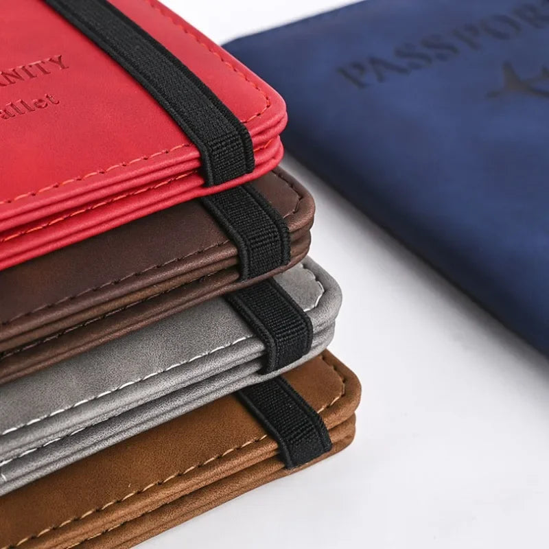 Women Men Travel Passport Holder Cover Case PU Leather Credit ID Card Holder Case Ticket Protective Wallet Bags