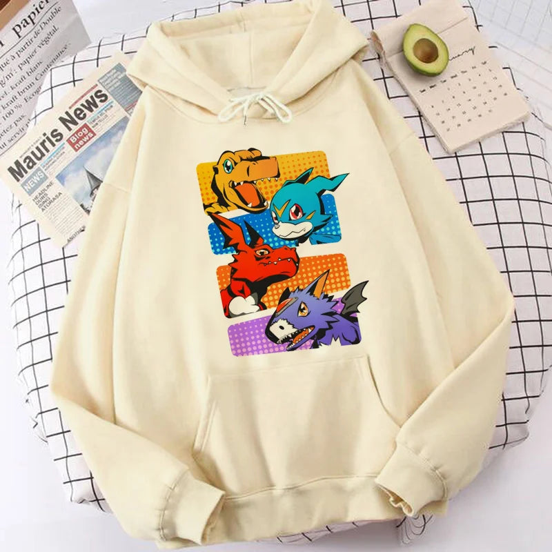 digimon hoodies men Korean style y2k aesthetic harajuku anime tracksuit Hooded Shirt man gothic clothes