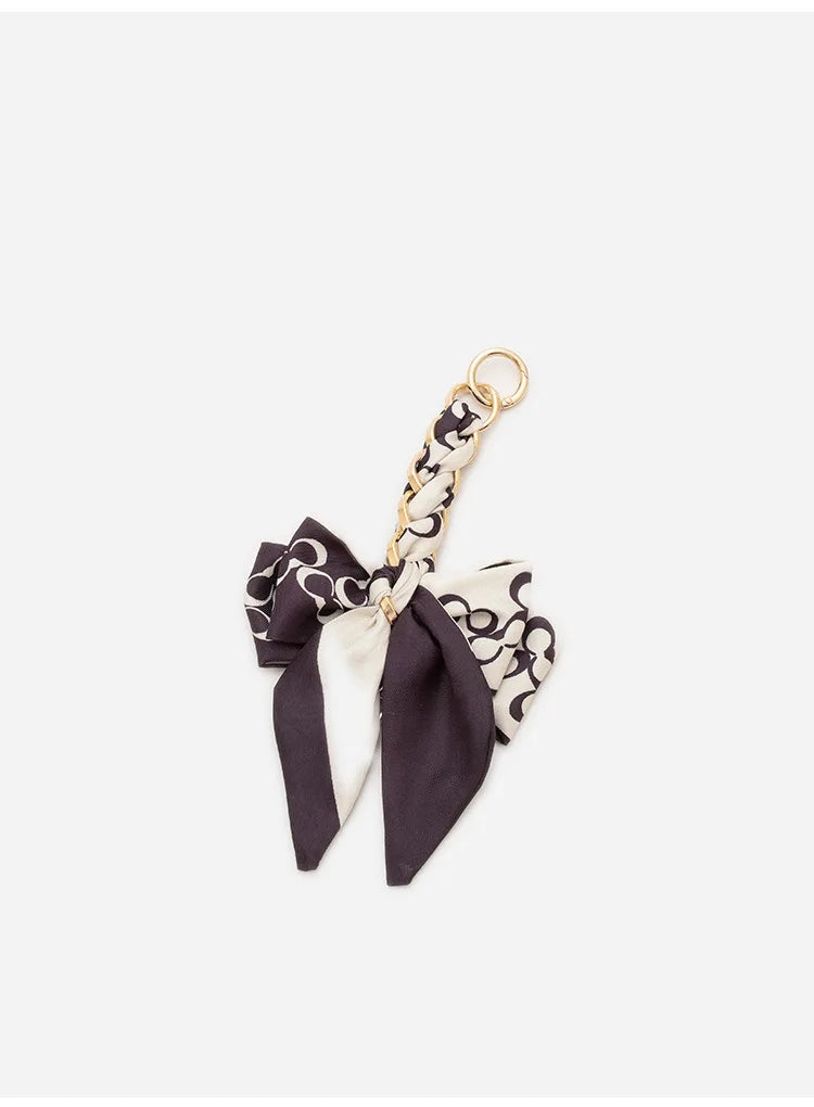 Womens Bag Extension Chain Bow Tie Bag Backpack Strap Hanging Chain Strap DIY Bag Chain Fashion Funny Black Color Simple Pendant