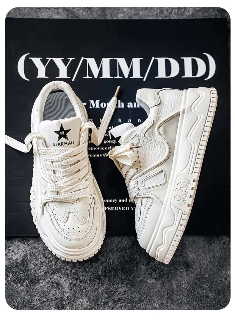 Fashionable Durable Men's Sneakers Casual Sport Shoes Trendy Stream Trudging Shoes Wear-resistant Cotton Ultra-soft Leather