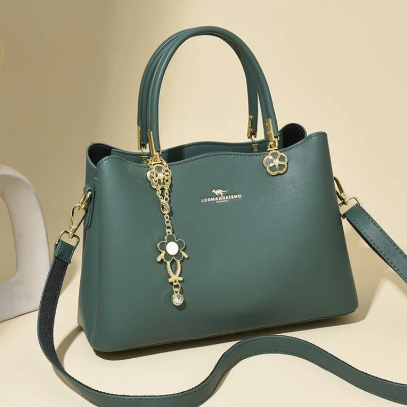 Unique Solid Color Retro Diaper Bag Luxury Crossbody Handbag For Women Chic Leather Shoulder Tote Purse