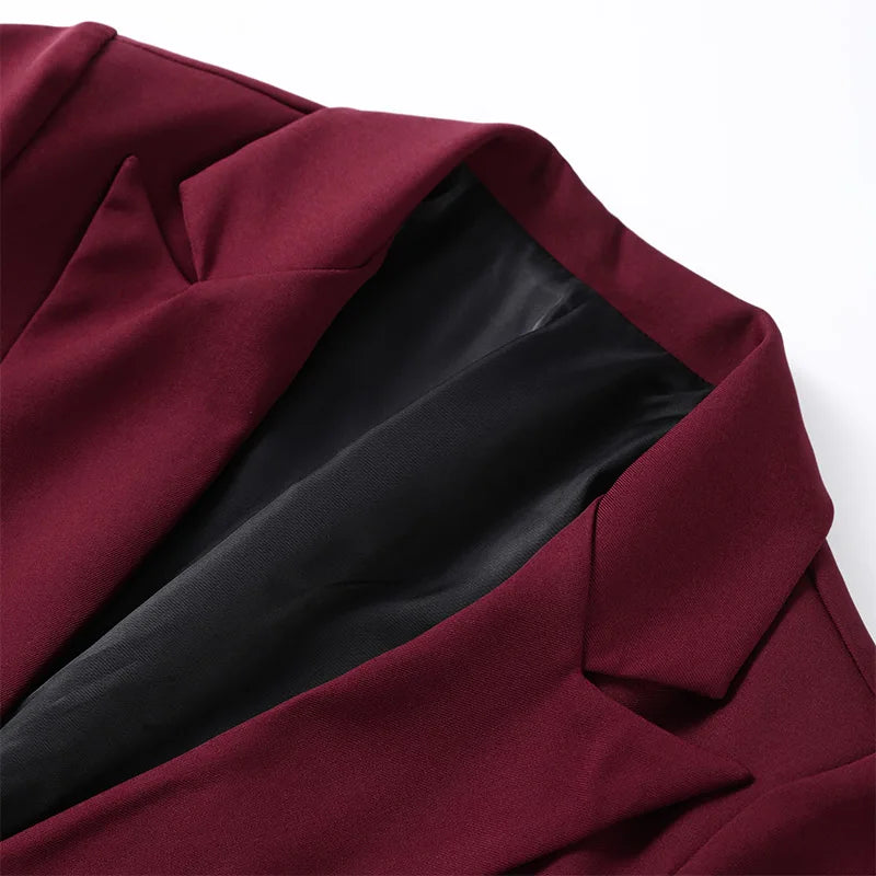 Elegant Feathers Women Blazer Pants Suit Lapel Button Coat Straight Wide Leg Trousers Lady Set 2026 Spring Female Outfits