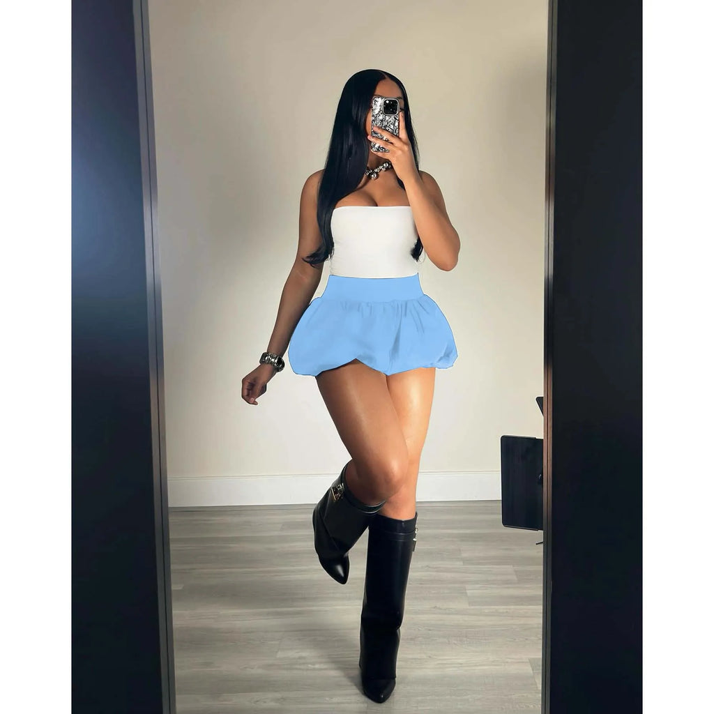 Puff Mini Skirt Cute Sexy Dress Y2K Streetwear 2024 Women Fashion Summer Clothes High Waist Pencil Short Bubble Pleated Skirts