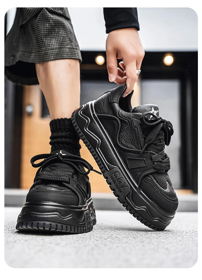 Fashionable Durable Men's Sneakers Casual Sport Shoes Trendy Stream Trudging Shoes Wear-resistant Cotton Ultra-soft Leather