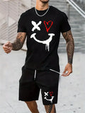 Fashion Men's T Shirt Shorts Set 3D Fun Printed Sportswear Two Piece Summer Oversized Men's Clothing Casual Hip Hop Streetwear