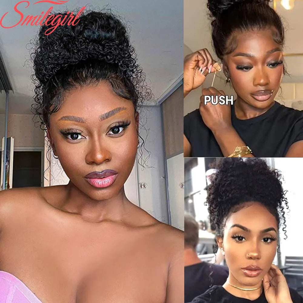 Deep Wave 360 Lace Front Wigs Human Hair Curly HD Full Lace Front Wigs Human Hair Pre Plucked With Drawstring 180 Density 30Inch