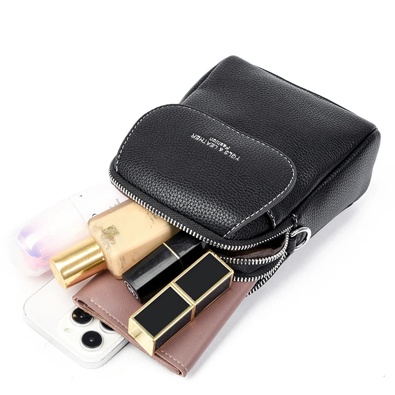 Luxury Leather Women Purse Fashion Female Handbag Brand Designer Shoulder Crossbody Bag High Quality Mobile Phone Bag Wallet