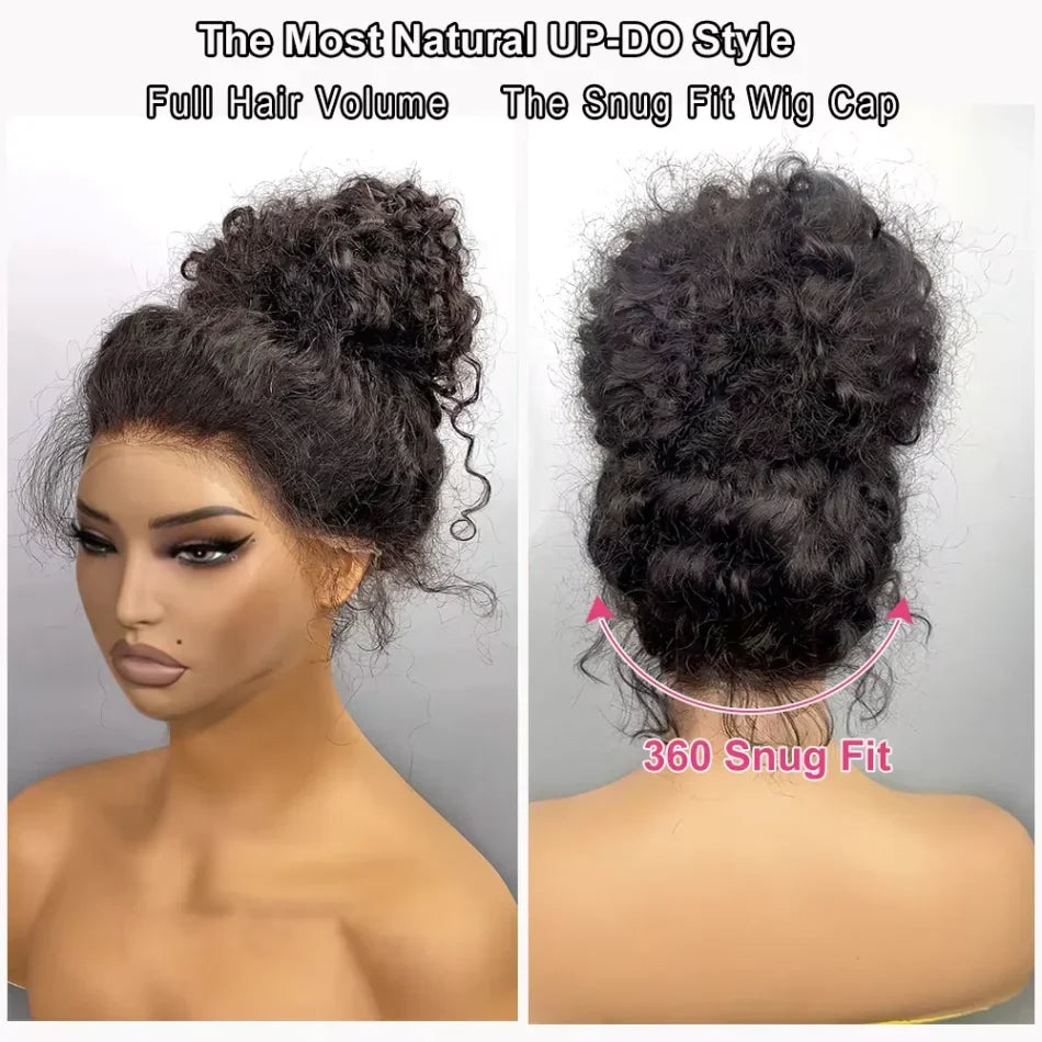 Deep Wave Invisible Strap 360 Full Lace Wig Curly Human Hair Adjustable Drawstring Hd Lace 360 Glueless Wig Brazilian Water Wave