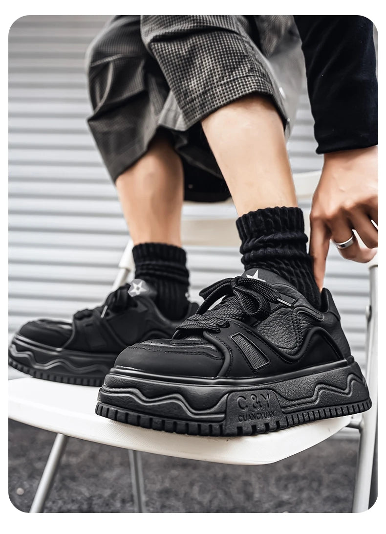 Fashionable Durable Men's Sneakers Casual Sport Shoes Trendy Stream Trudging Shoes Wear-resistant Cotton Ultra-soft Leather