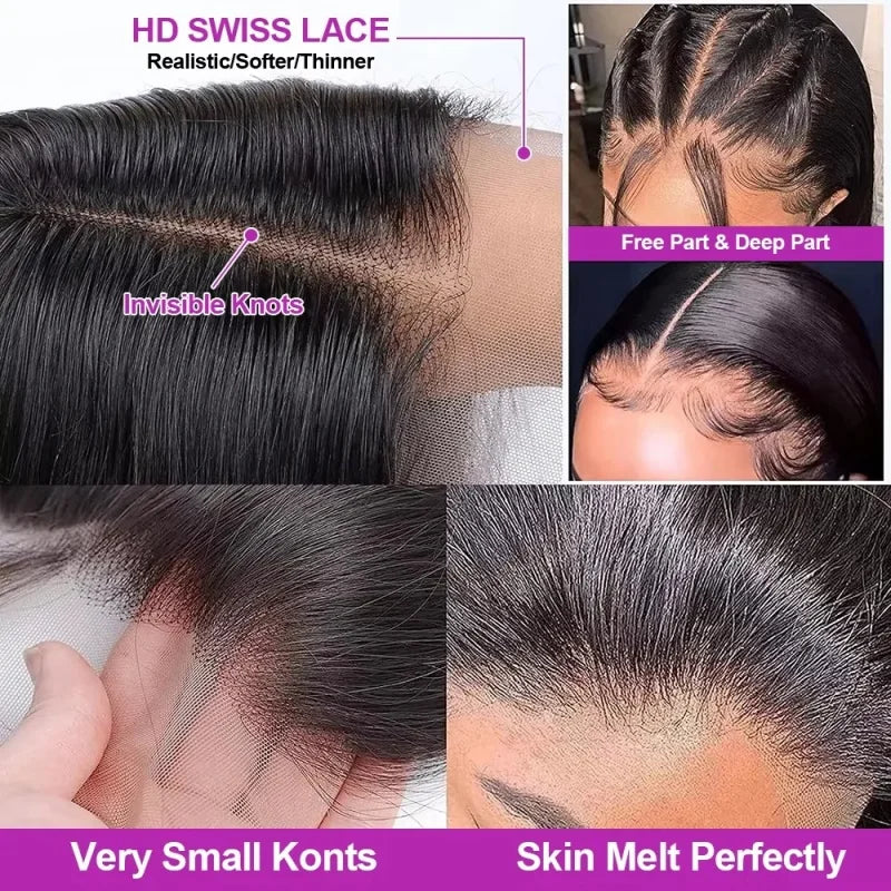 13x4 Short Bob Straight 13x4 Transparent Lace Front Wig 200% Density Human Hair Pre Plucked Wigs For Black Women 12 16 Inch