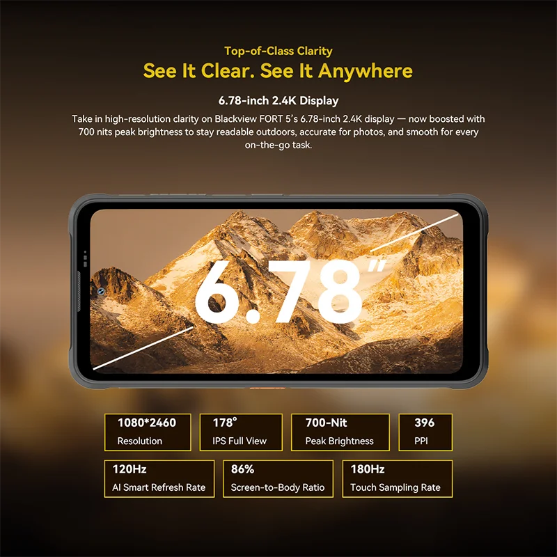 【World premiere】Blackview Fort 5 Rugged SmartPhone 6.78-inch 2.4K 120Hz Display 108Mp Camera 2W BOX Speaker IP68&IP69K Cellpho