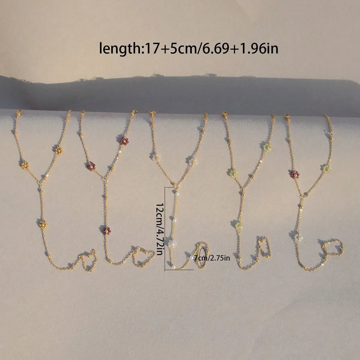 Colorful Crystal Beads Flower Hand Chain Bracelet for Women Fashion Charm Y2K Summer Beach Stainless Steel Jewelry Accessories